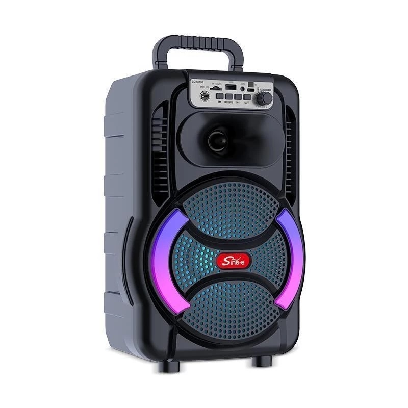 Sing-e ZQS8166W 8-Inch Portable Karaoke Speaker RGB Wireless USB AUX Source-Battery Plastic Outdoor